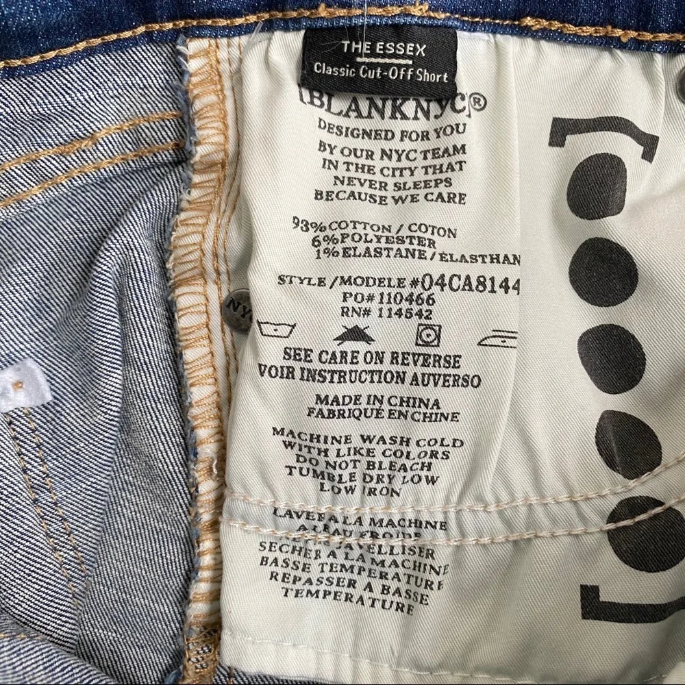 Blank NYC The Essex Rip and Repair Denim Shorts Size 28